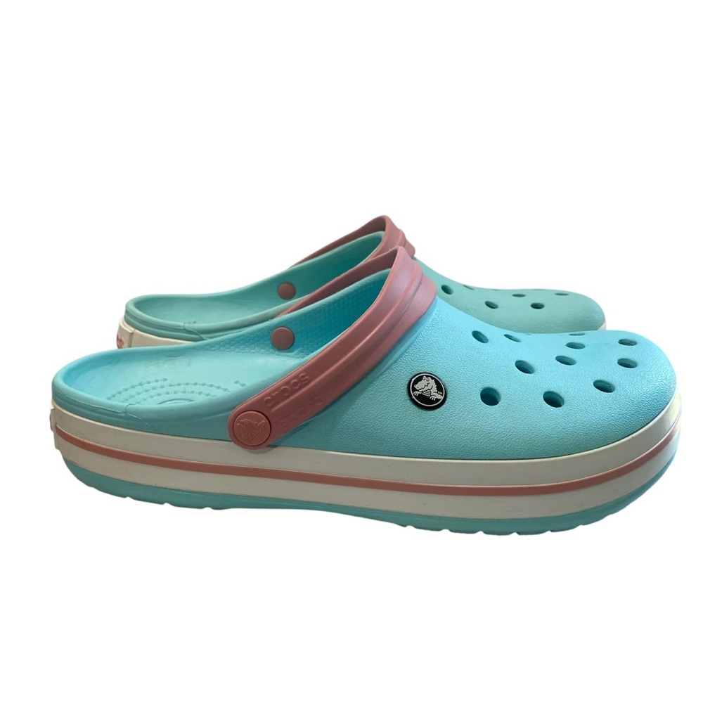 Crocs Clogs Unisex Candy Crocband Ice Blue Pink M10 W12 Comfort Slingback Resort